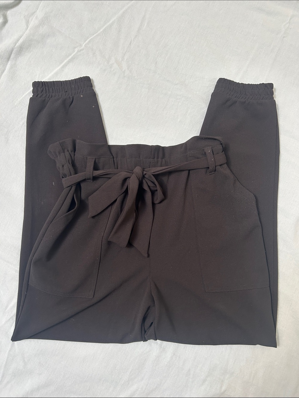 ONE5ONE Black High-Waist Tie Pants